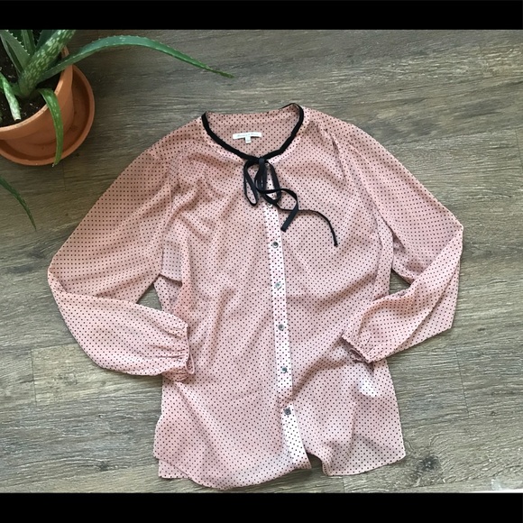 Madewell pussybow velvet blouse top collar poly - Picture 2 of 8